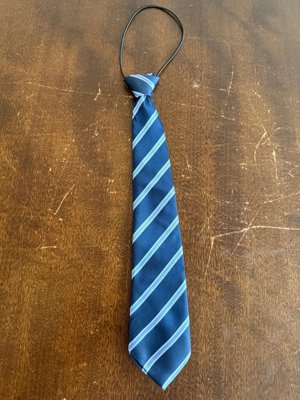 Set of 2 Boys Striped Black and White Tie + Dark/Light Blue Stripes Ties 4-6yo